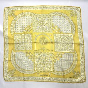 Vintage Light Yellow Hermes 100% Silk Square Scarf